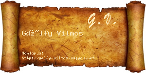 Gálfy Vilmos névjegykártya